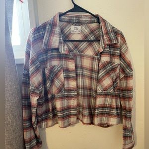 Cropped flannel shirt